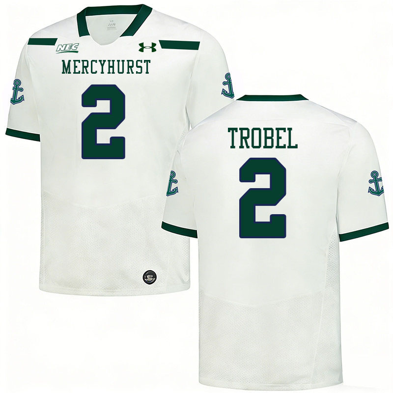 Mercyhurst Lakers #2 Brian Trobel College Football Jerseys,Uniforms Stitched-White